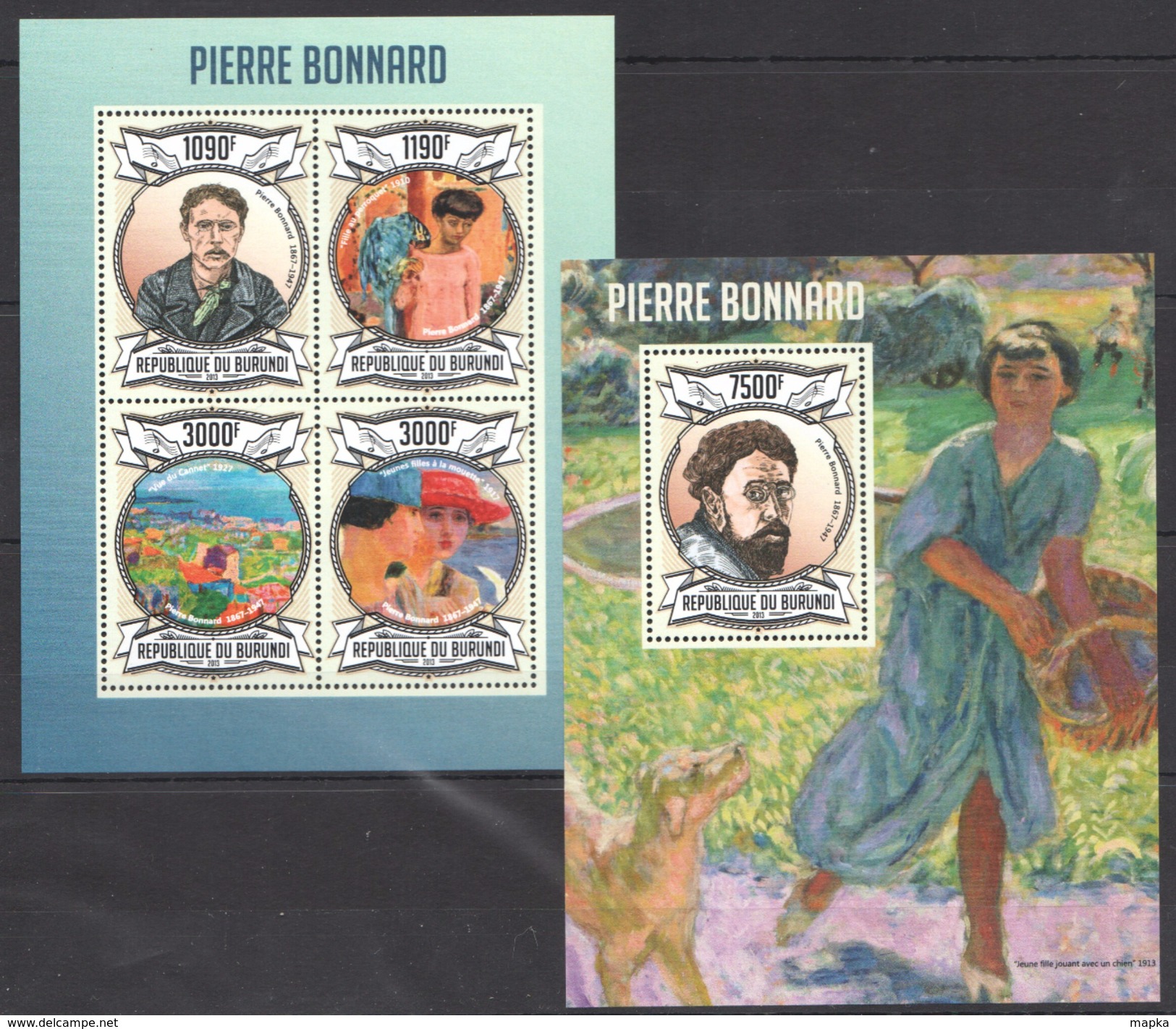 A203 2013 BURUNDI ART PIERRE BONNARD 1KB+1BL MNH - Sonstige & Ohne Zuordnung