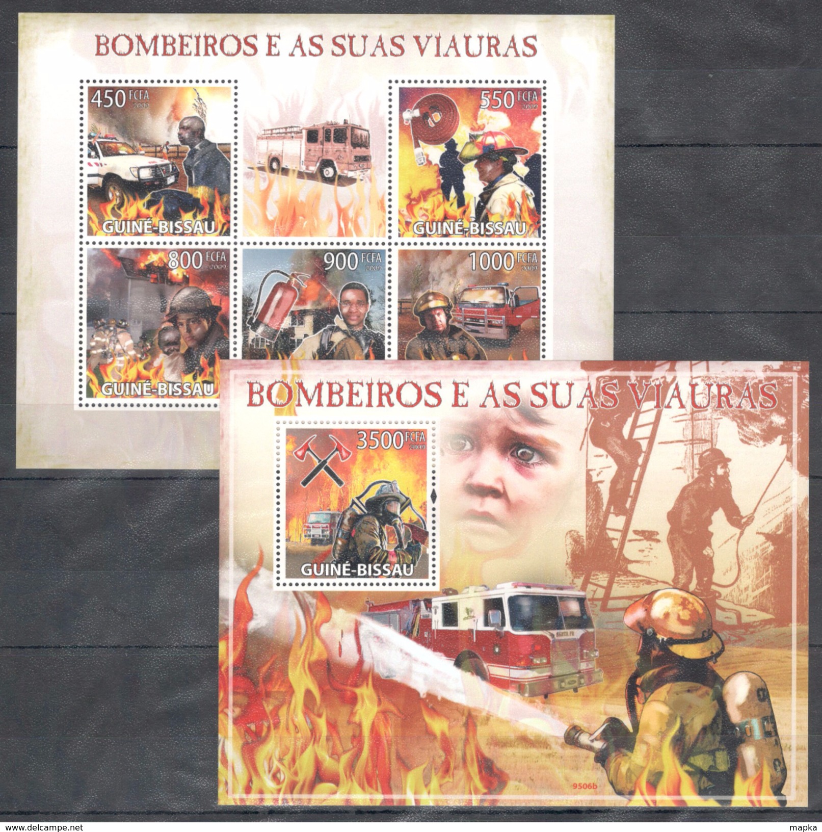 A213 2009 T GUINE-BISSAU FIREFIGHTERS LIFE FIRE TRUCK BOMBEIROS VIAURAS KB+BL MNH - LKW