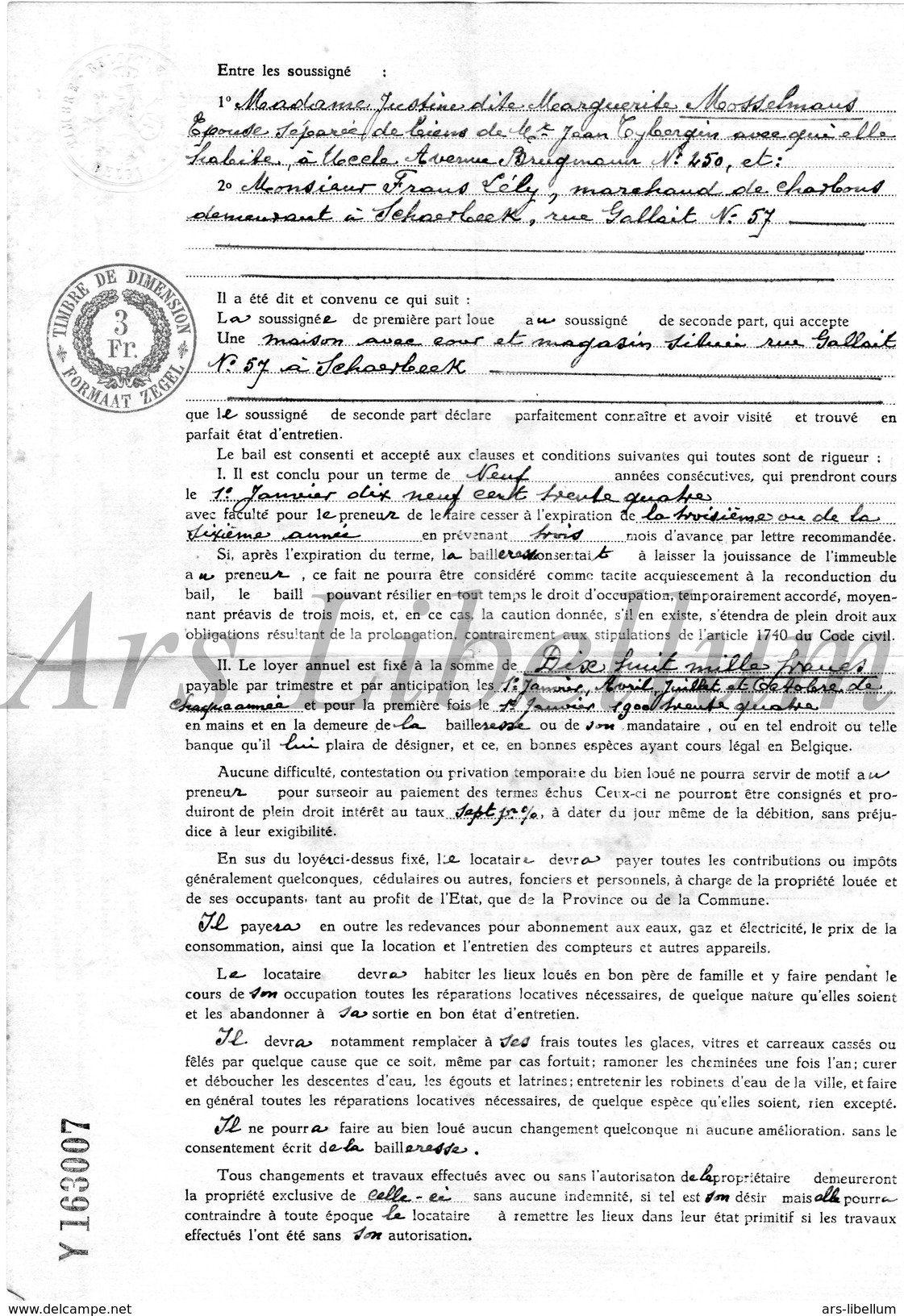 Document Ancien / Acte / Akte / Famille Triffet / Mosselmans / Bruxelles / 2 Scans / 1934 - Non Classés