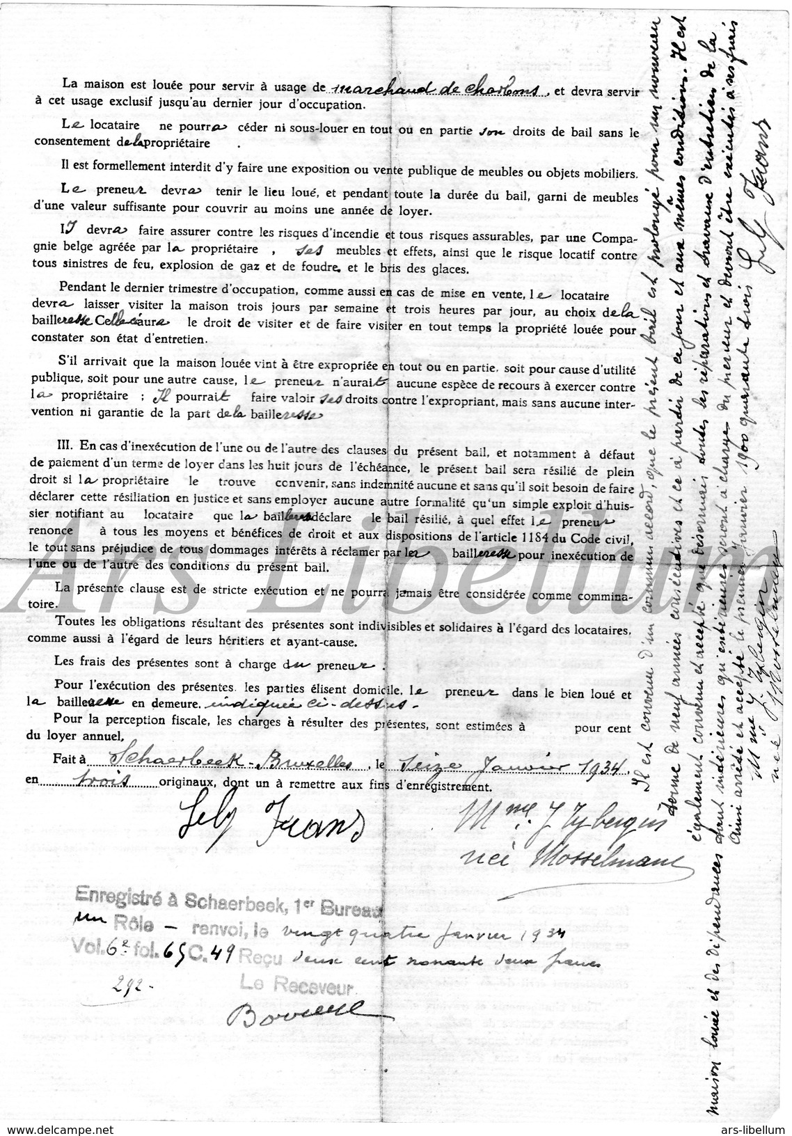 Document Ancien / Acte / Akte / Famille Triffet / Mosselmans / Bruxelles / 2 Scans / 1934 - Non Classés