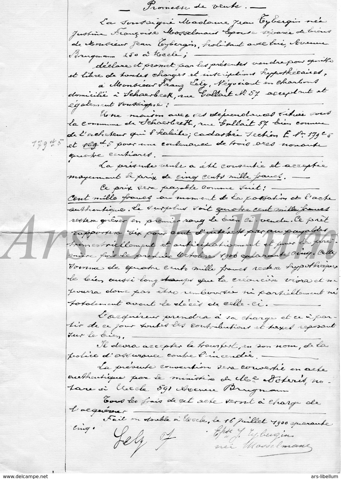 Document Ancien / Acte / Akte / Famille Triffet / Mosselmans / Bruxelles - Non Classés