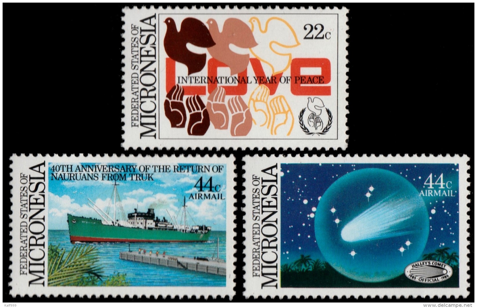 ~~~ Micronesia 1985 - Peace, Ships, Comet Halley - Mi. 50/52  ** MNH ~~~ - Micronesië