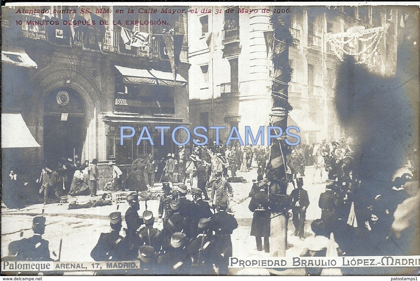 66893 SPAIN ESPAÑA MADRID ROYALTY ATENTADO CONTRA QUEEN SS. MM EN LA CALLE MAYOR EXPLOSION AÑO 1905  POSTAL POSTCARD - Altri & Non Classificati