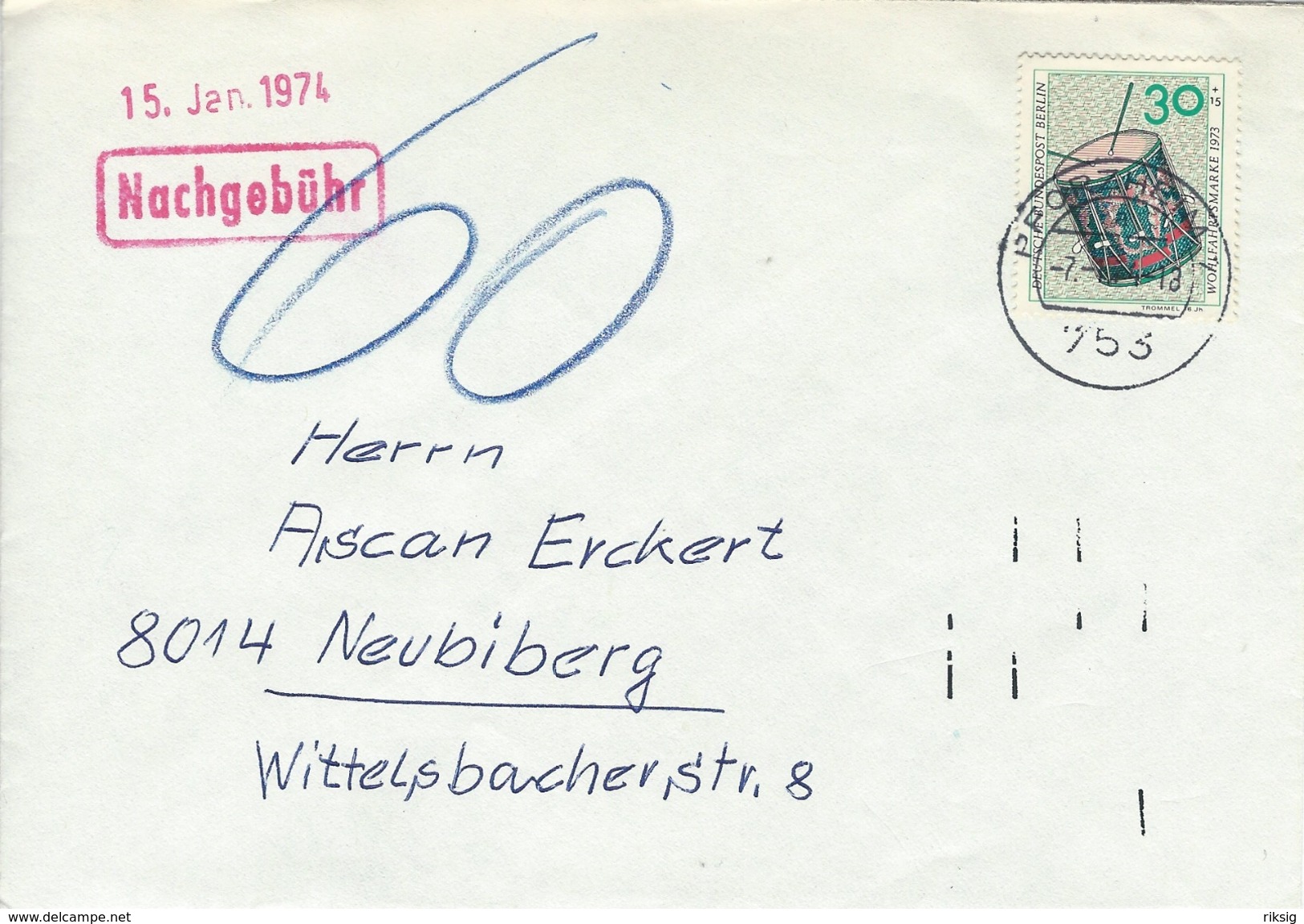 Berlin - Cover "Nachgebühr. Pforzheim 1974. H-957 - Other & Unclassified