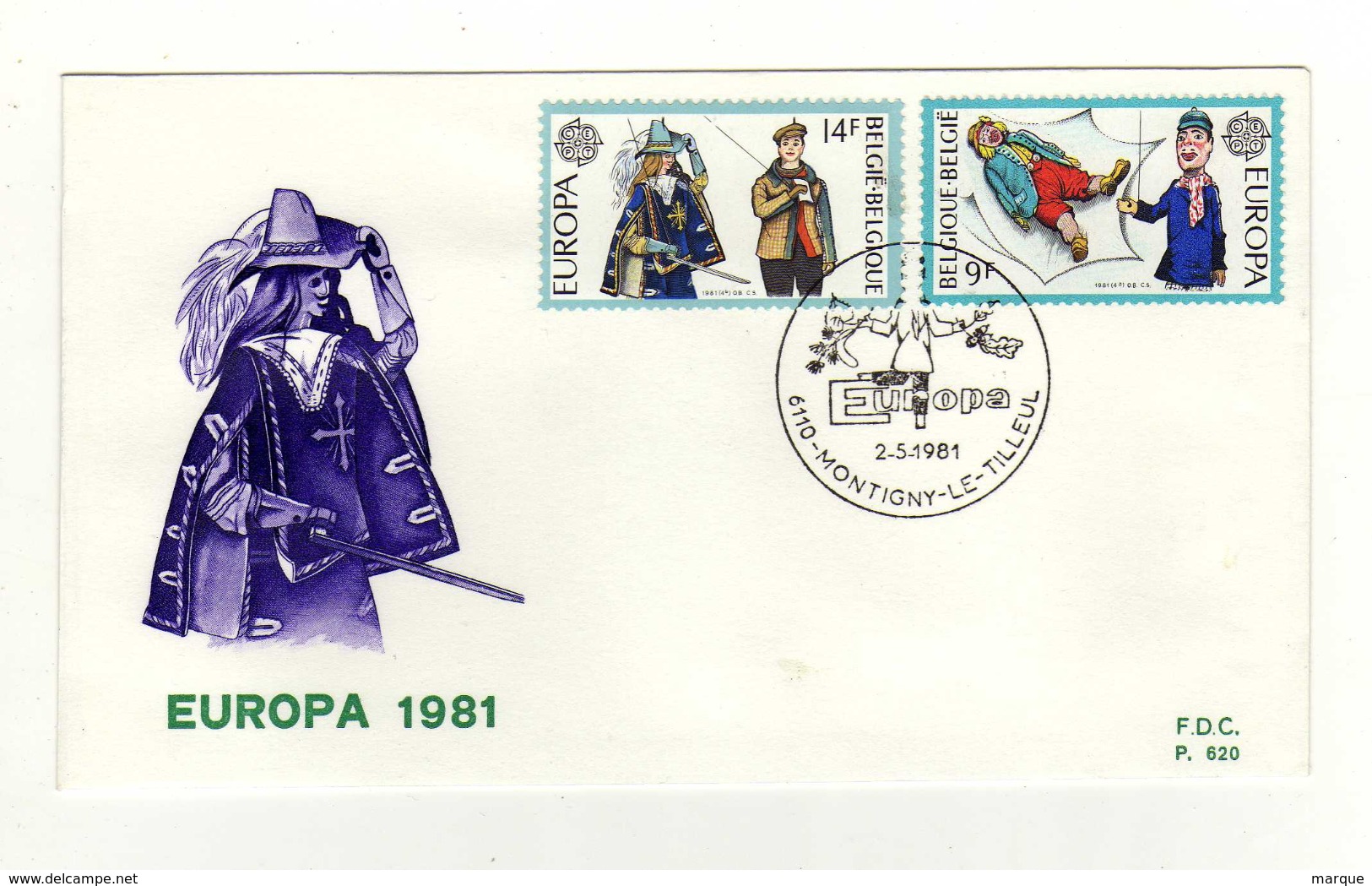 Enveloppe Europa 1er Jour Oblitération 6110 MONTIGNY LE TILLEUL  02/05/1981 - 1981-1990