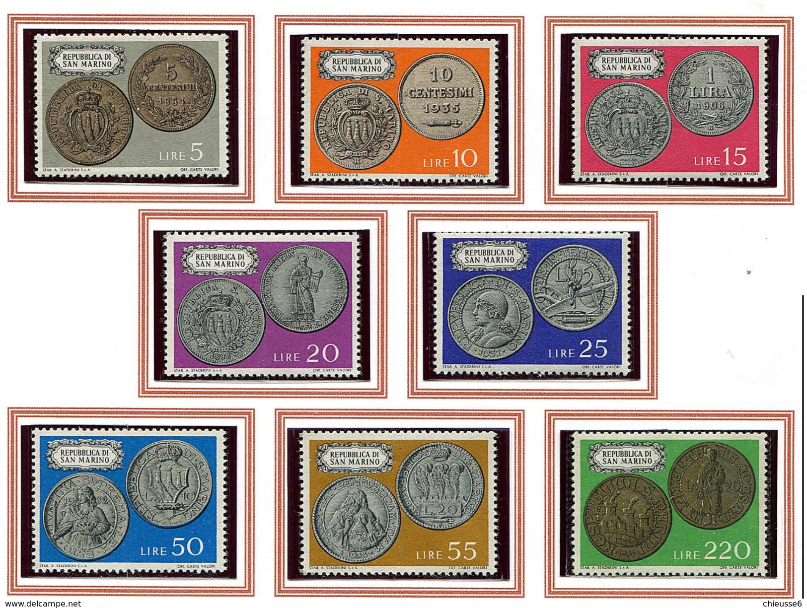 St Marin - N° 823 à 830 - Monnaies De St Marin - - Ungebraucht