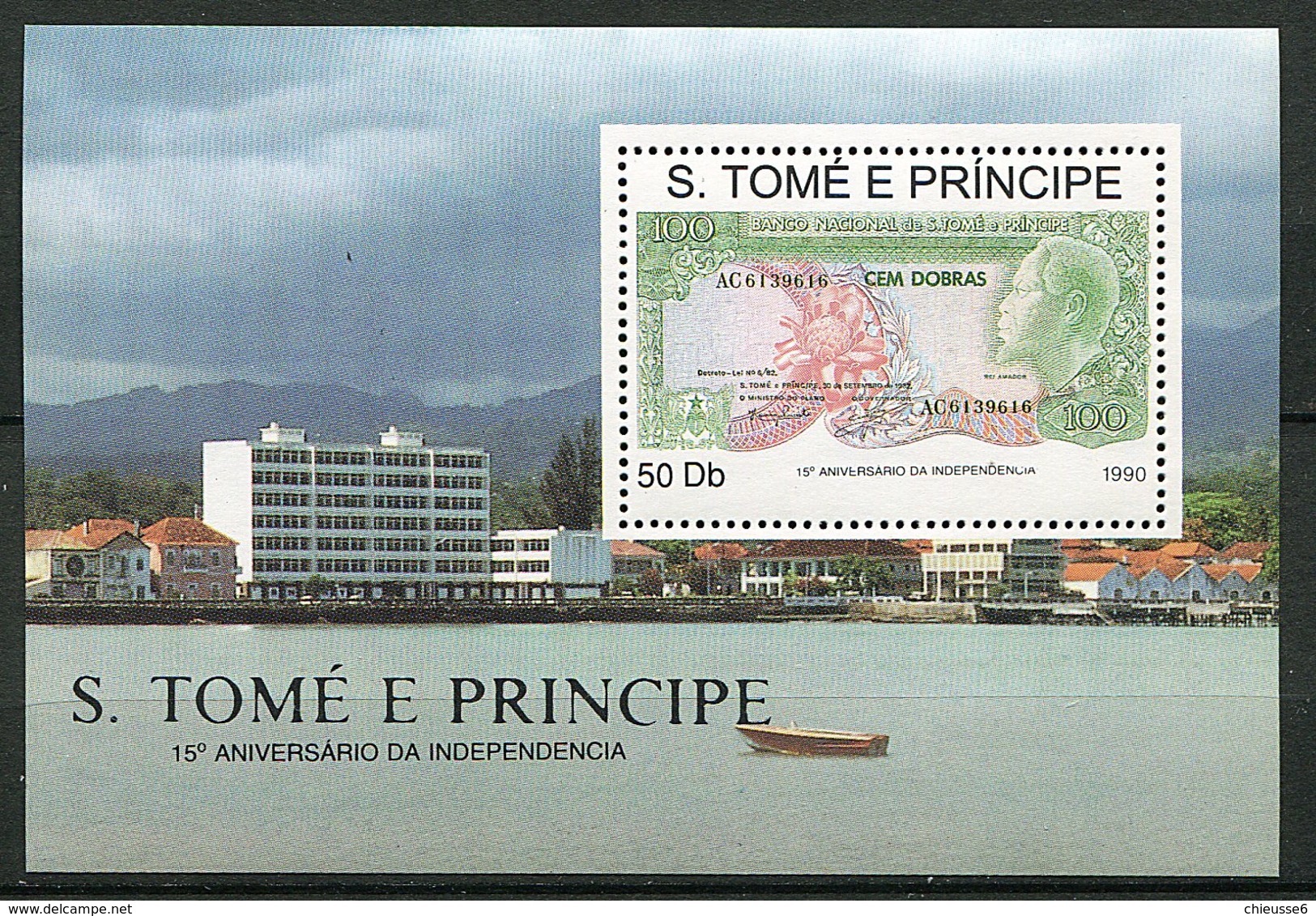 St Thomas Et Prince ** Bloc N° 96 - Ann. De  L'Indépendance - Billet De 100 Dollars - - São Tomé Und Príncipe