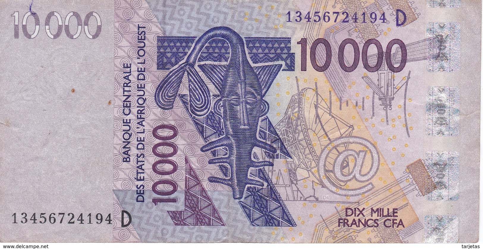 BILLETE DE MALI DE 10000 FRANCS DEL AÑO 2003 (BIRD-PAJARO) (BANK NOTE) (RARO) - Malí