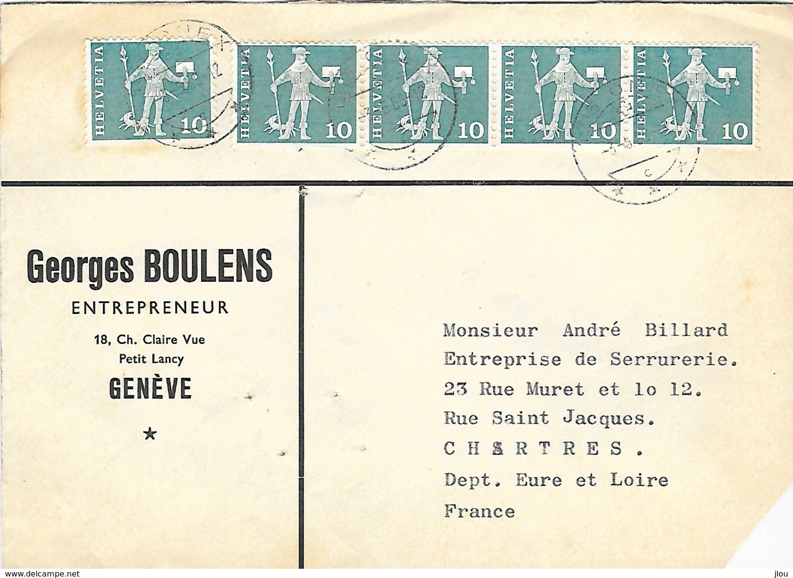 Enveloppe 1965 A Destination De Chartres Avec Bande De 4  Timbres - Lettres & Documents