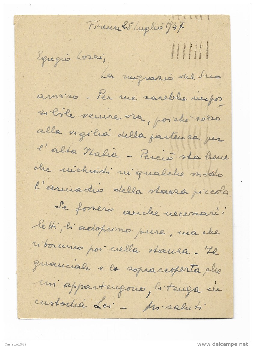 Firenze Montelupo Fiorentino Affrancatura 3 Lire Con Supplemento 1 Lira 1947 - 1946-60: Poststempel