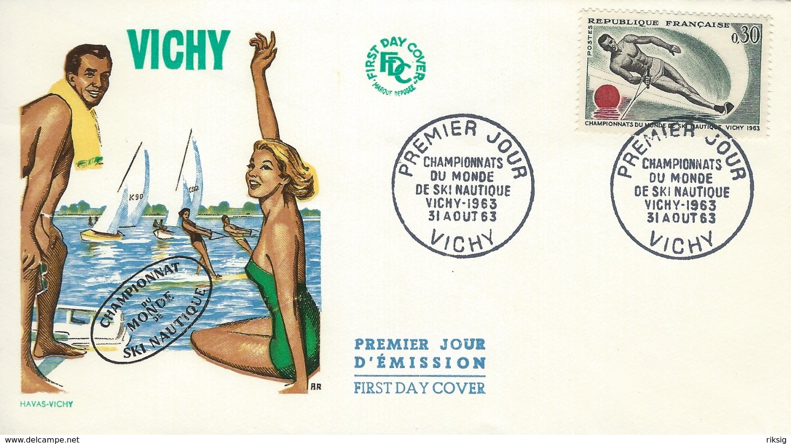 France Fdc. Championats Do Monde De Ski Nautique Vichy.    H-973 - Ski Nautique