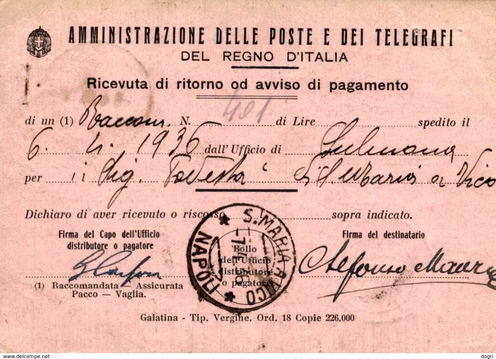 Ricevuta Di Ritorno 06.04.1936 Con  50c. Fiera Di Milano Sass. 396 Isolato - Storia Postale