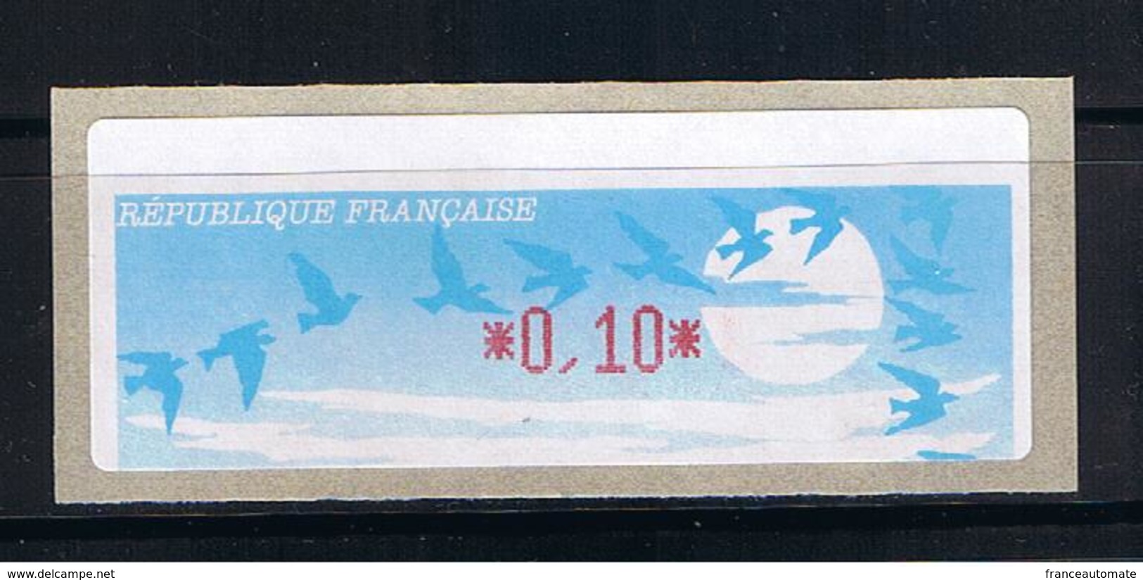 ATM, LISA1, VARIETE MAJEURE D' IMPRESSION, 0.10, Oblitéré Tours 26/03/1999, Papier Jubert Bleu Turquoise - 1990 Type « Oiseaux De Jubert »