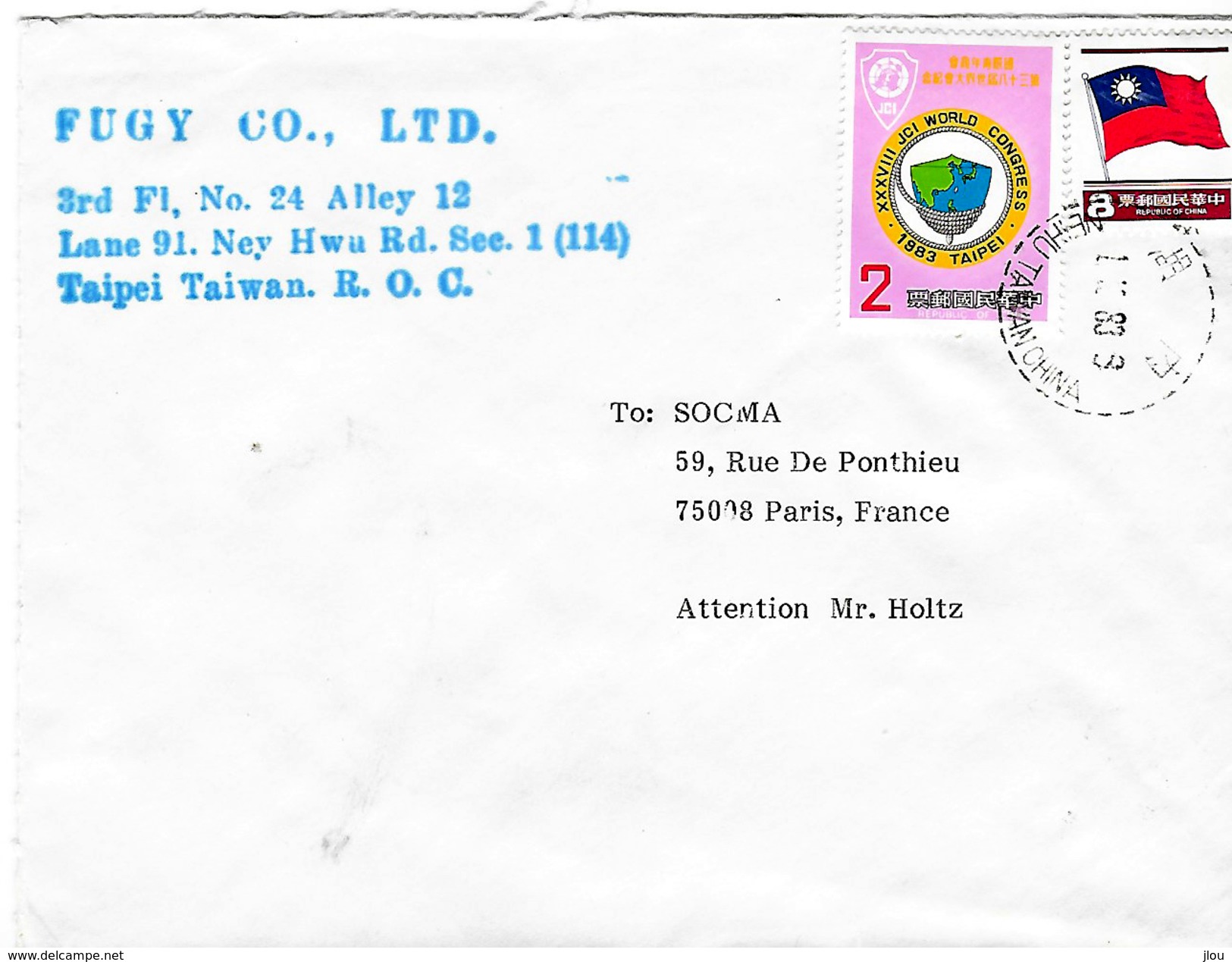 Lettre De Taipei Pour Paris 1983 - Lettres & Documents