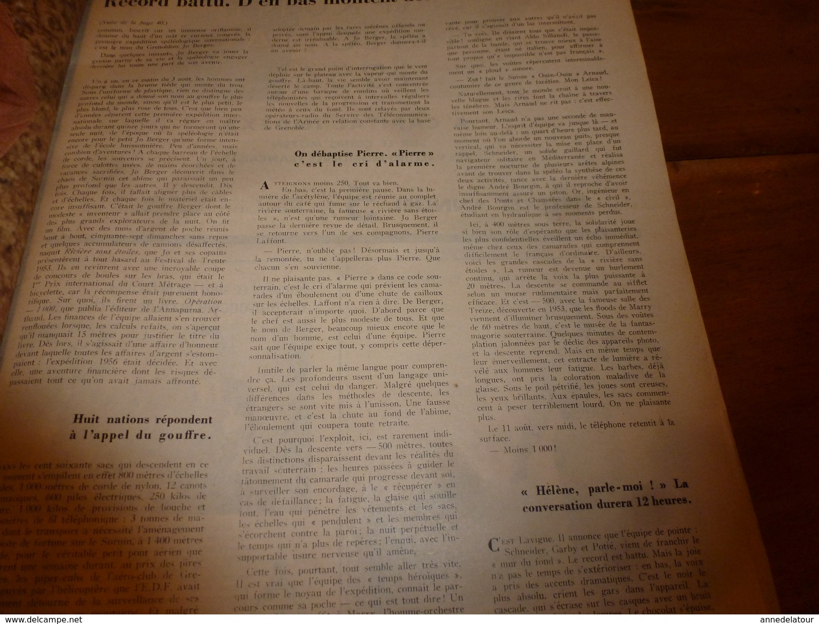 1956 PARIS-MATCH :Fangio;  Au gouffre Berger; Alain Bombard à Quiberon; Evadé de Montluc; etc