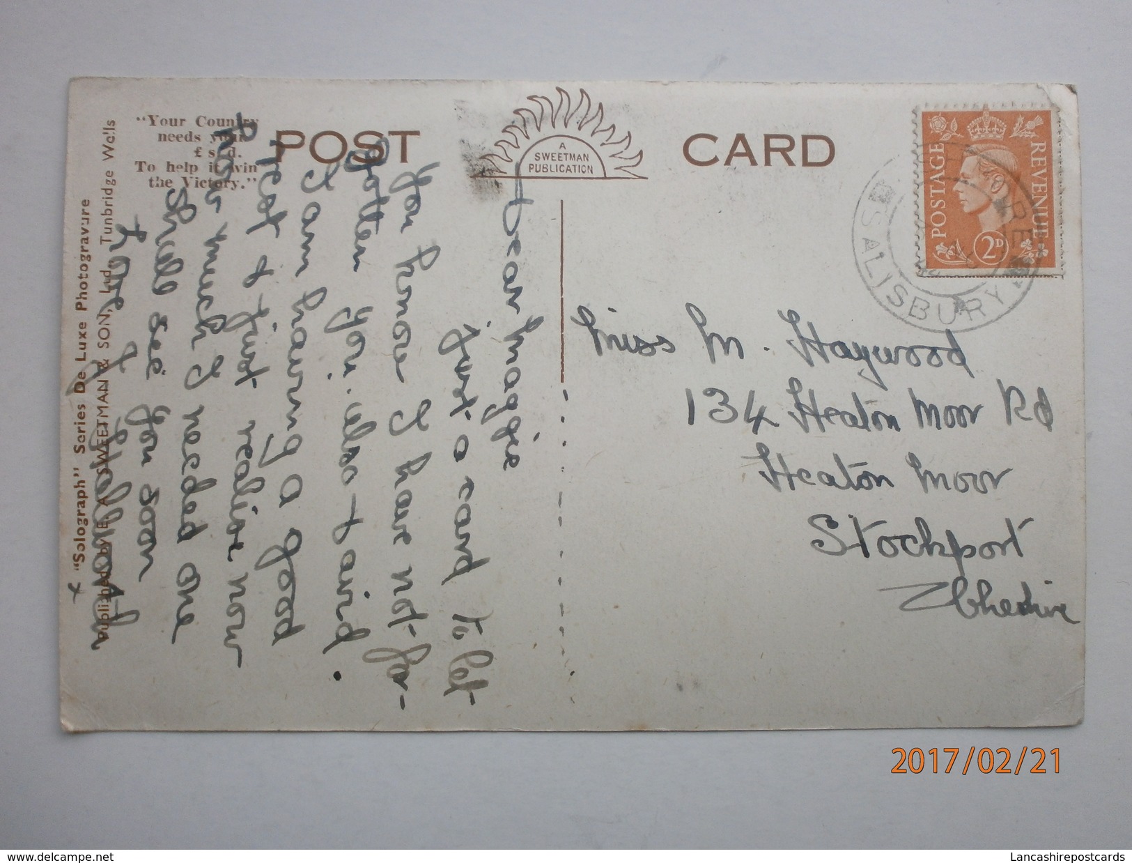 Postcard Pine Walk & The Hospital Shaftesbury Dorset  By Sweetman To Miss Haywood In Heaton Moor My Ref B1839 - Altri & Non Classificati