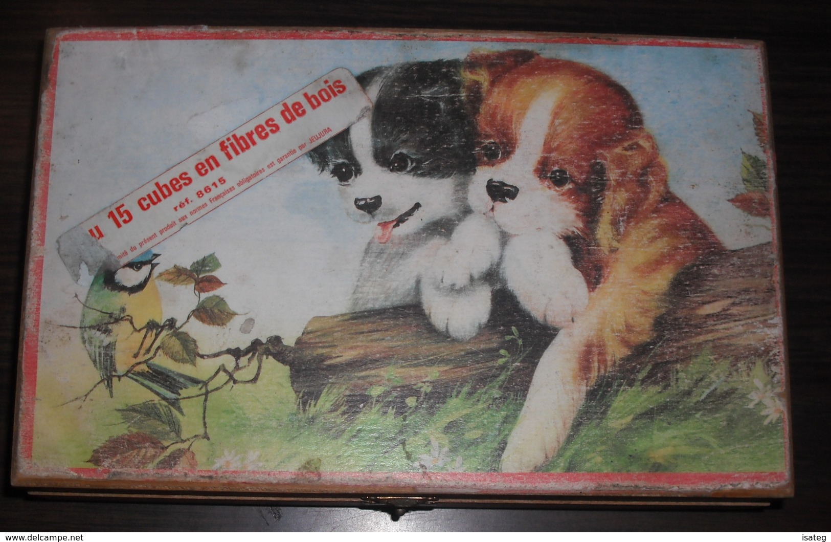 15 Cubes En Fibres De Bois Vintage "animaux De La Ferme" - Jeujura - Toy Memorabilia