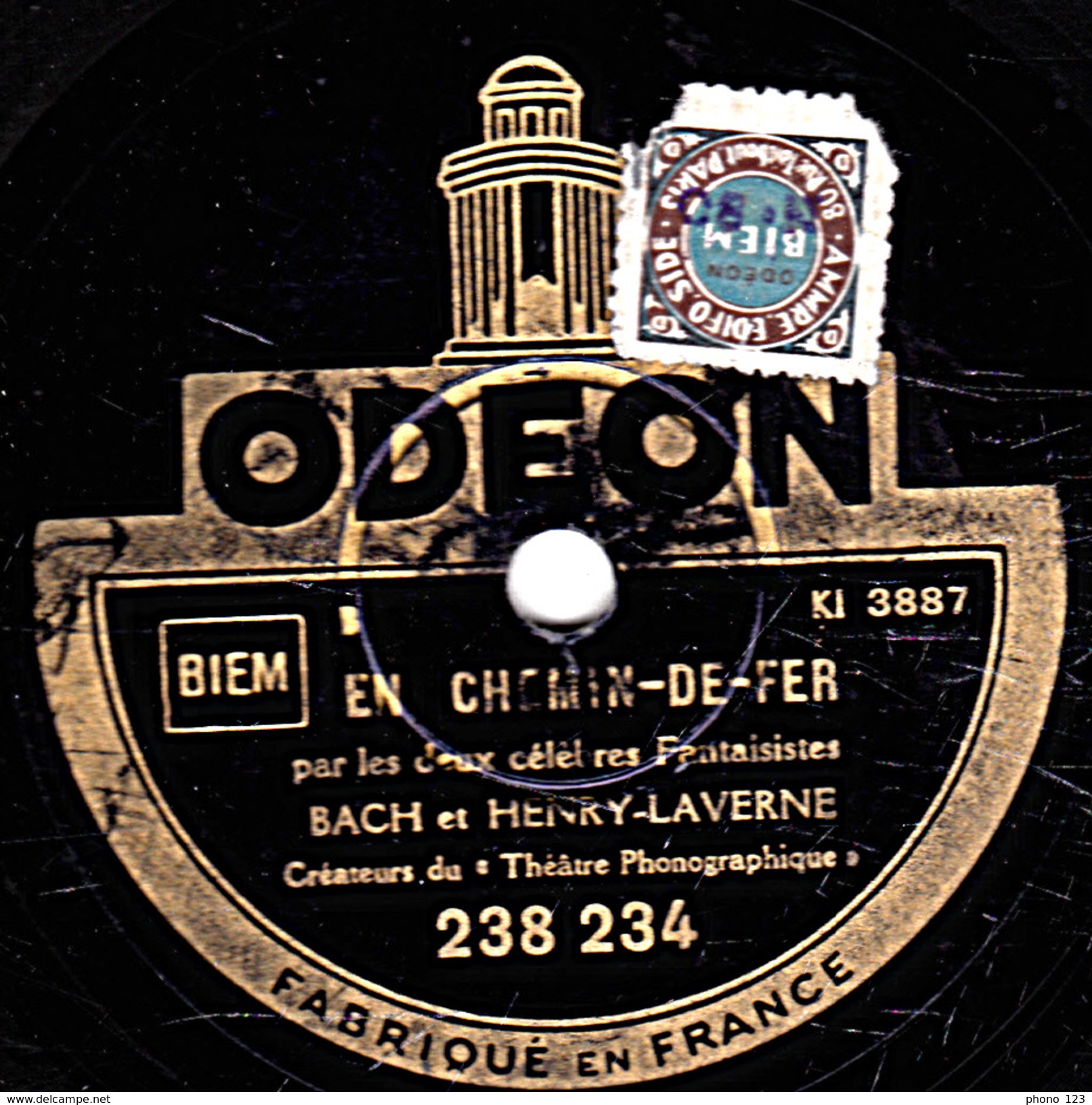 78 T. - 25 Cm - état B - BACH & HENRY-LAVERNE - LE FAUCONNIER DU ROI - EN CHEMIN-DE-FER - 78 T - Disques Pour Gramophone