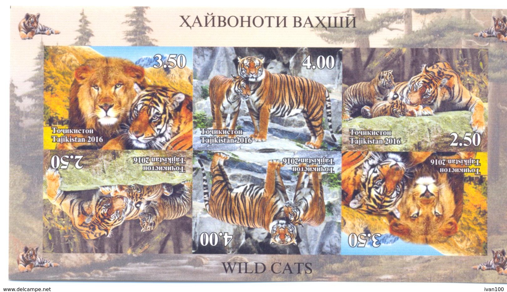 2017. Tajikistan, Wild Cats, S/s IMPERFORATED, Mint/** - Tadschikistan