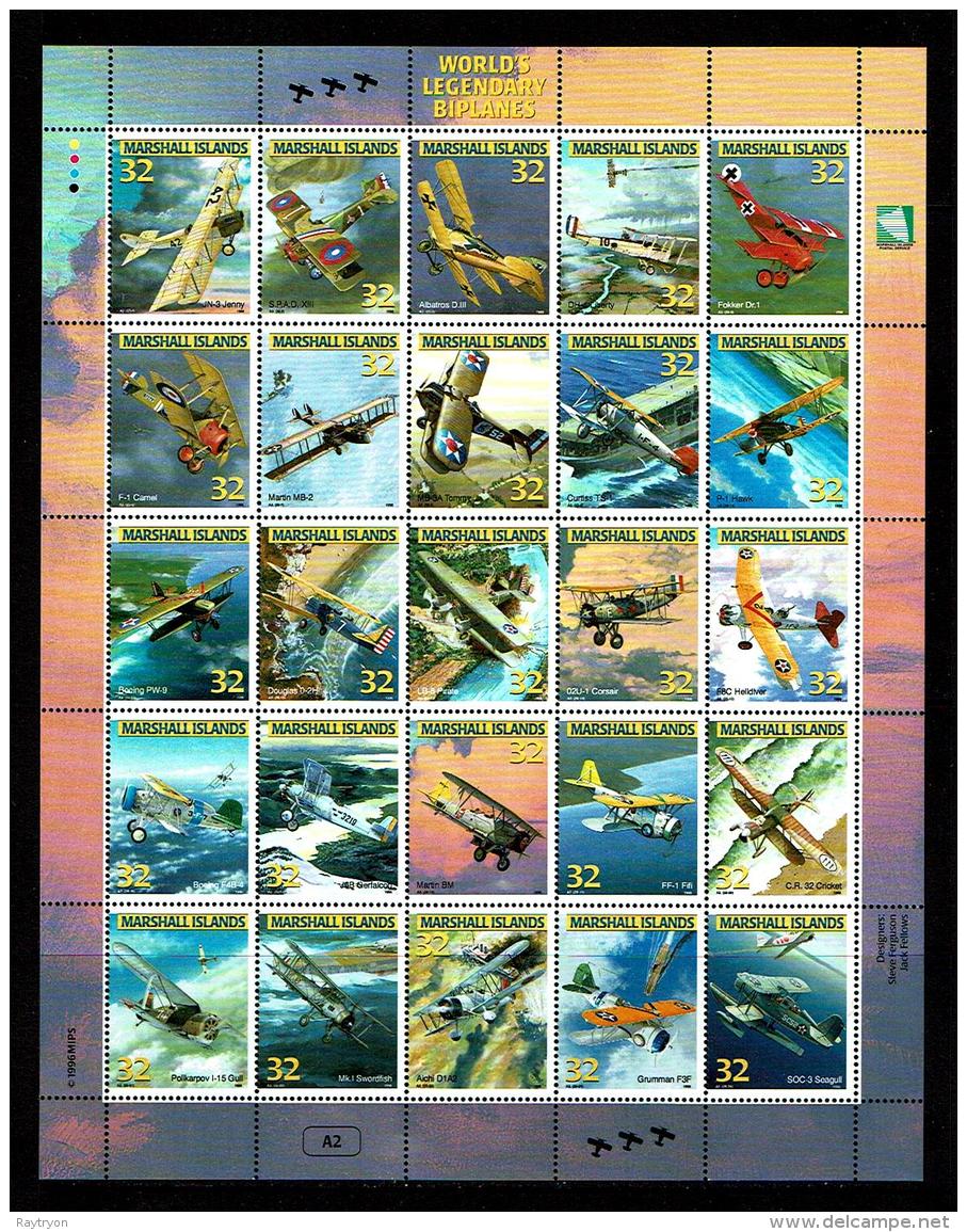 Marshall Islands 1996 Sc # Bf 617  MNH **  Legendary  Biplanes - Flugzeuge