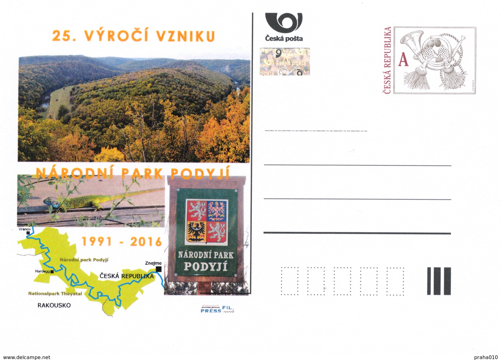 Czech Rep. / Postal Stat. (Pre2016/30) Podyji National Park (1991), 25th Anniversary Formation - Briefe U. Dokumente