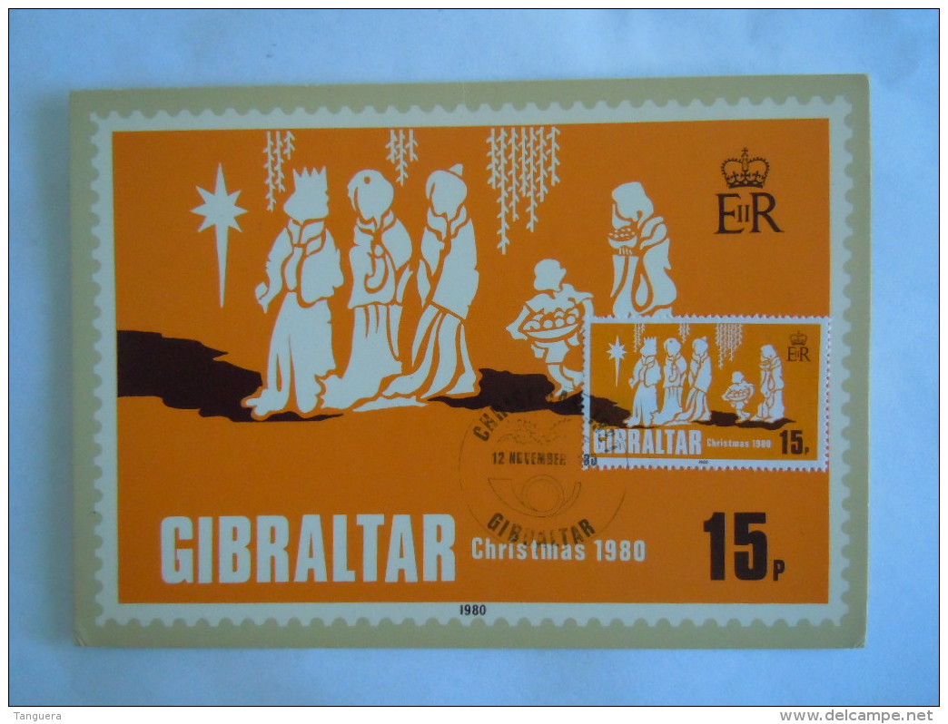 Gibraltar 1980 Noël Kerstmis Christmas Les Rois Mages Drie Koningen Yv 416 Carte Maximum - Gibraltar