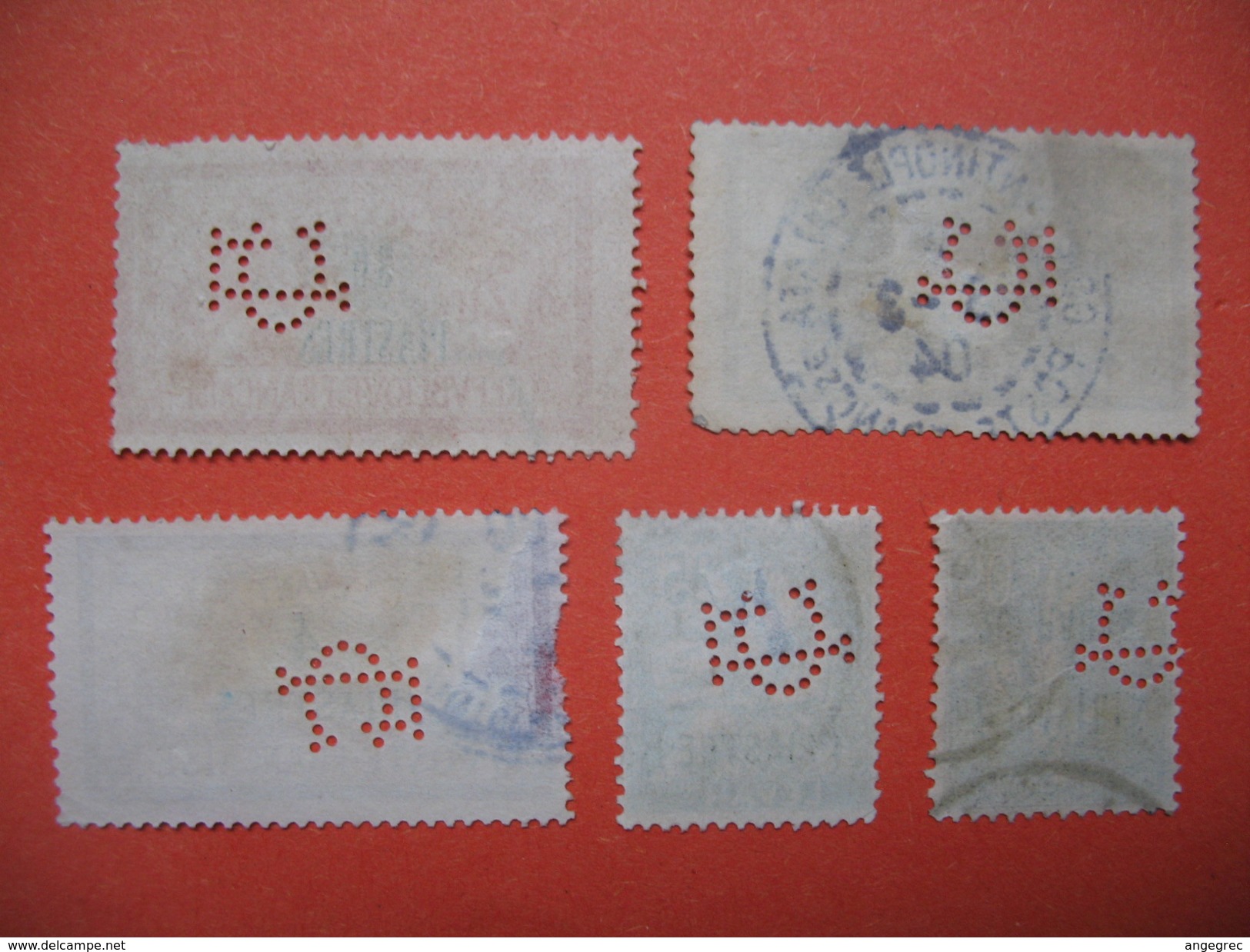 Perforé  Perfin Levant,  Lot De Timbre Perforé De Perforation : C5  à Voir - Used Stamps