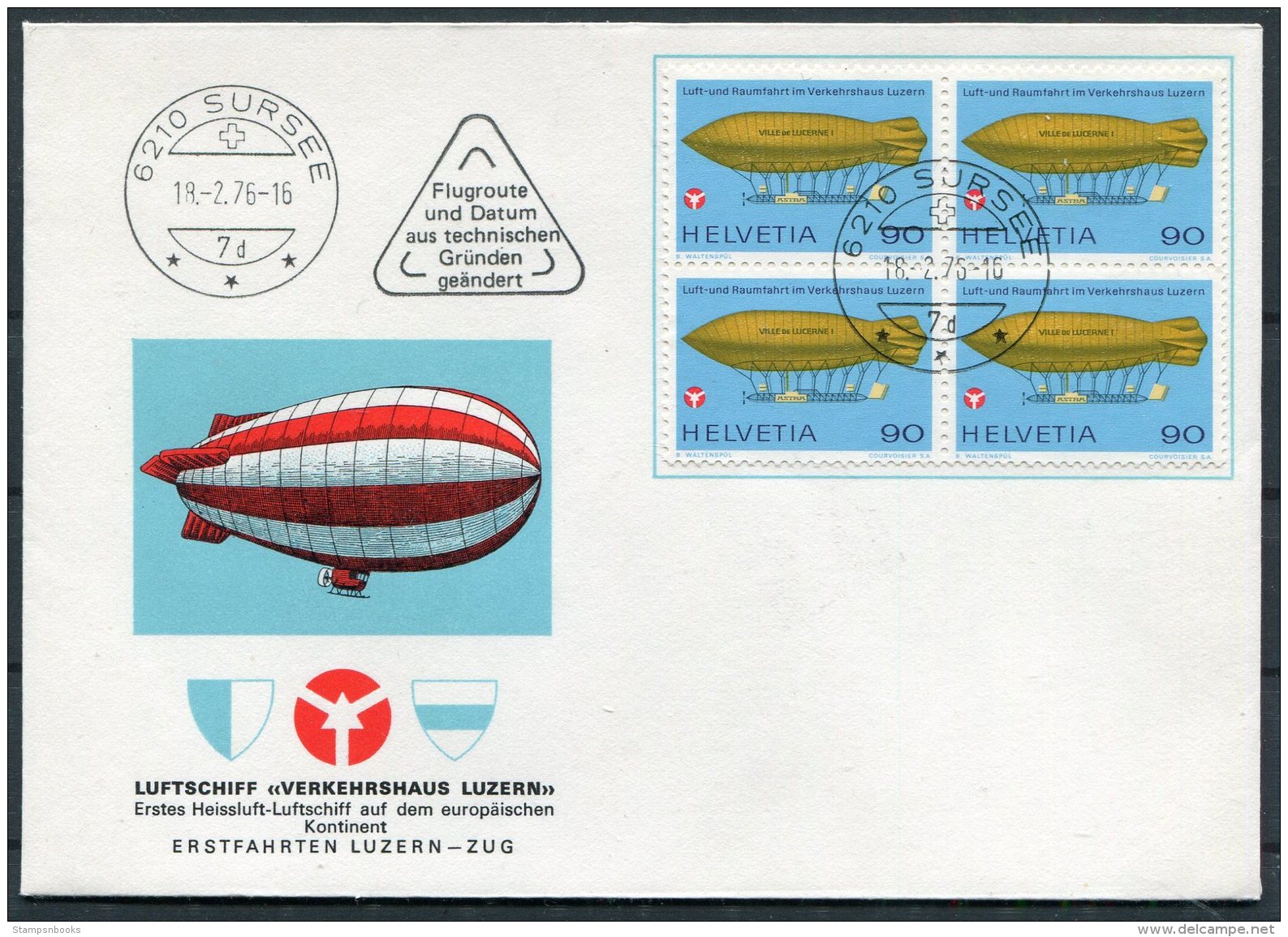 1976 Switzerland 2 X Luftschiff Verkehrshaus Luzern Covers Sursee + Triengen - Covers & Documents