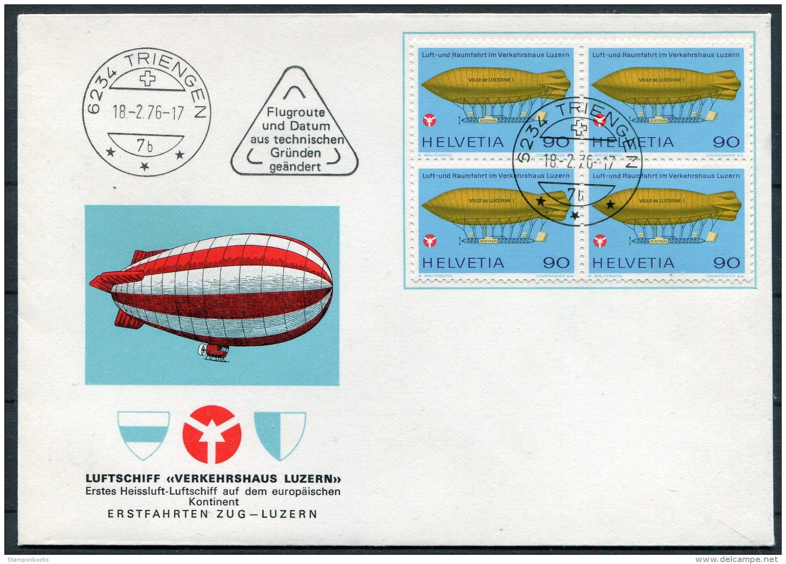 1976 Switzerland 2 X Luftschiff Verkehrshaus Luzern Covers Sursee + Triengen - Covers & Documents