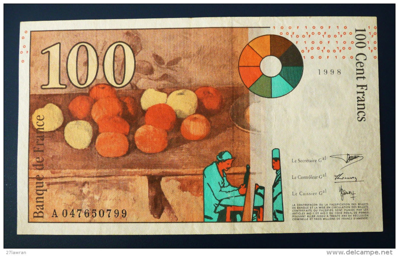 Banknoten, France - 100 Cent Francs - 1998 "Cezanne" - 100 F 1997-1998 ''Cézanne''