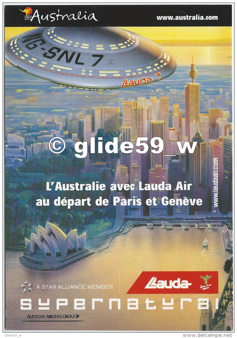 Carte Pub. L'Australie Avec Lauda Air Au Départ De Paris Et Genève - Advertising