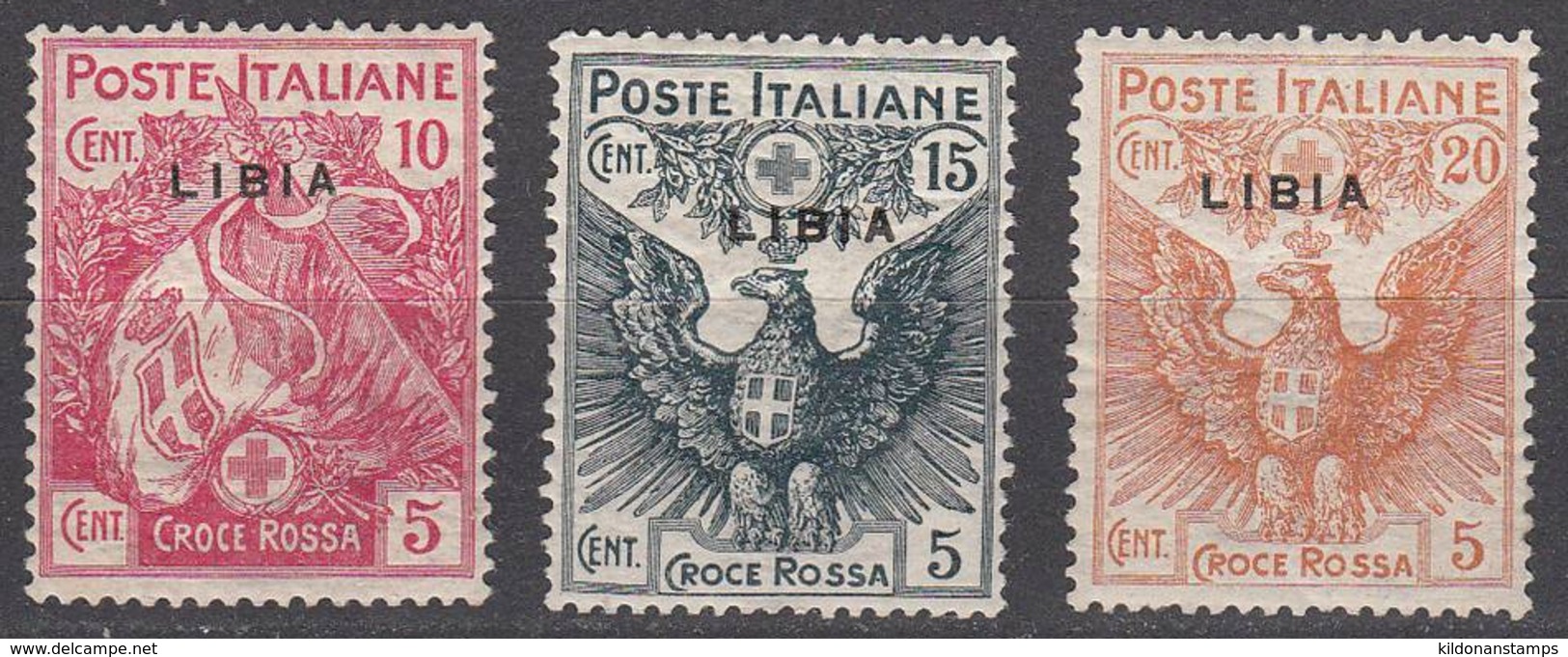 Italy, Libya Colony 1915-16 Mint Mounted, Sc# B1-B3 - Libia