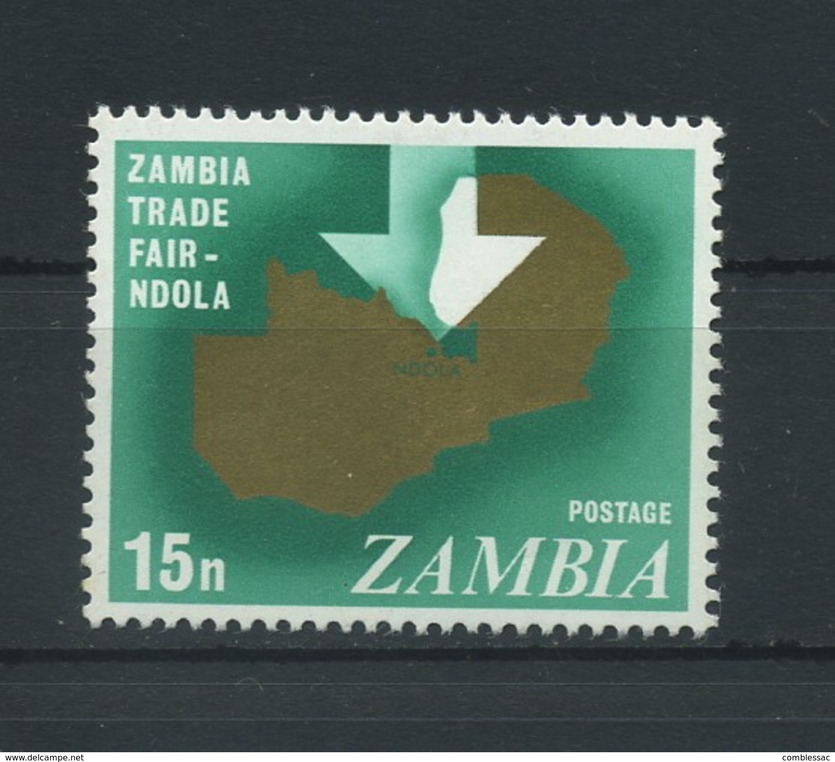 ZAMBIA    1968    Trade  Fair    15n  Green  And  Gold    MNH - Zambia (1965-...)