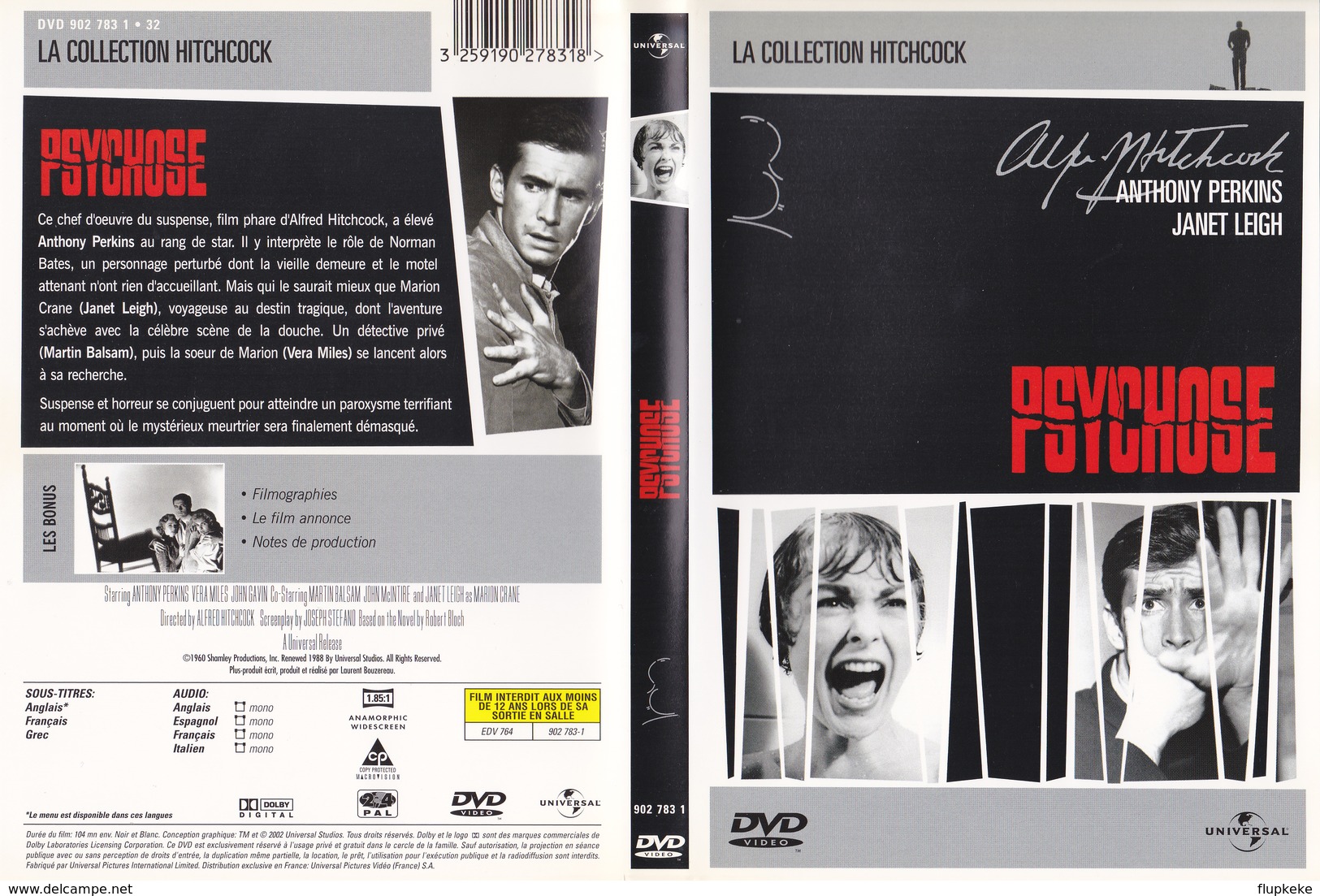 Dvd Zone 2 Psychose (1960) Psycho La Collection Hitchcock Vf+Vostfr - Horror