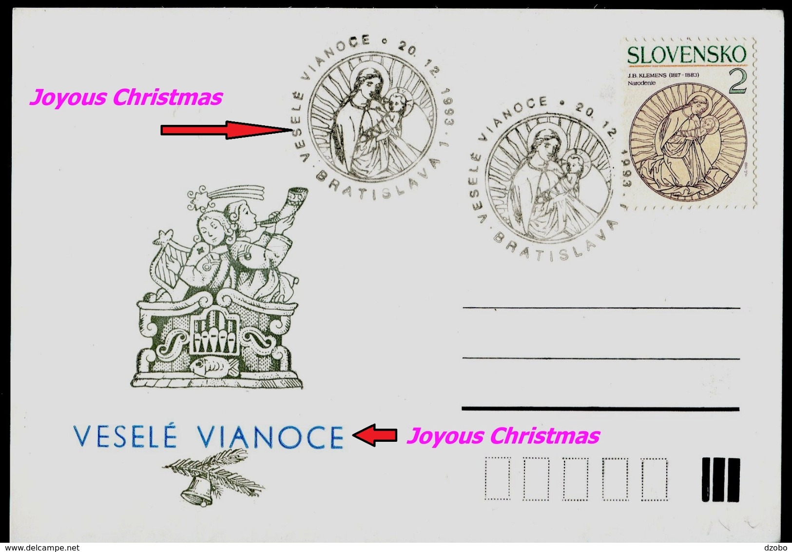 620-SLOVAKIA Postal Card-imprint Merry Christmas Commemorative Stamp 1993 - Christentum