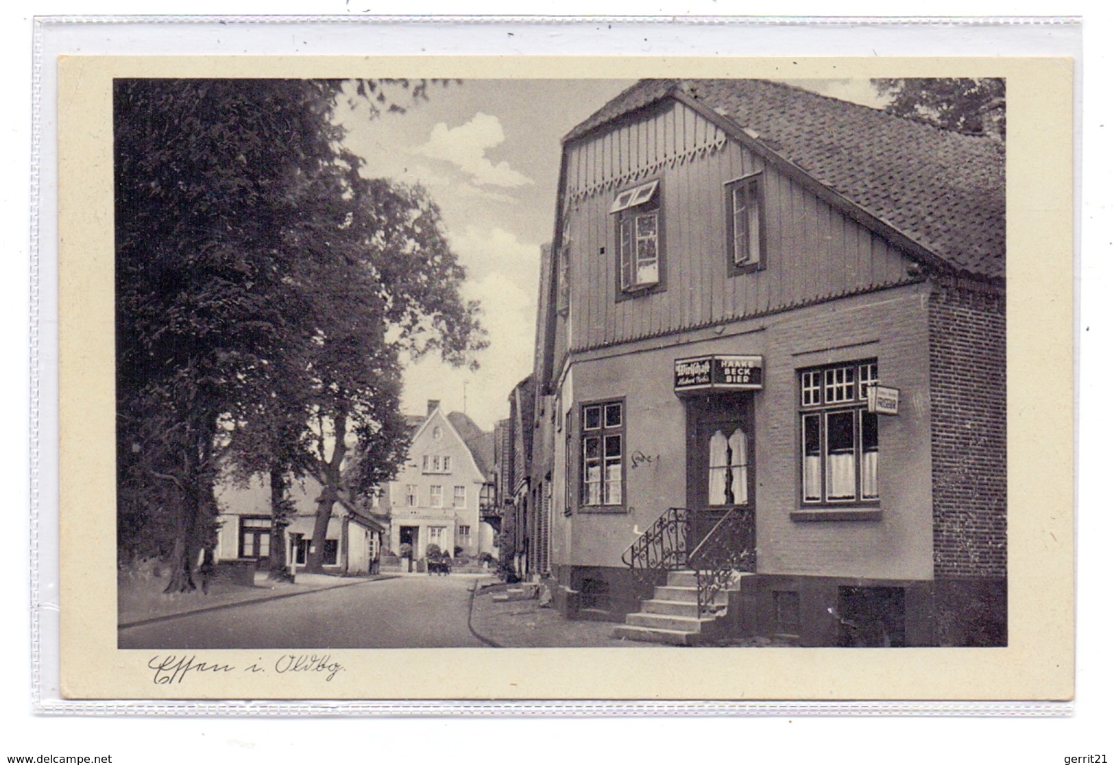 4572 ESSEN, Wirtschaft / Friseur, Strassenpartie, 1953 - Cloppenburg