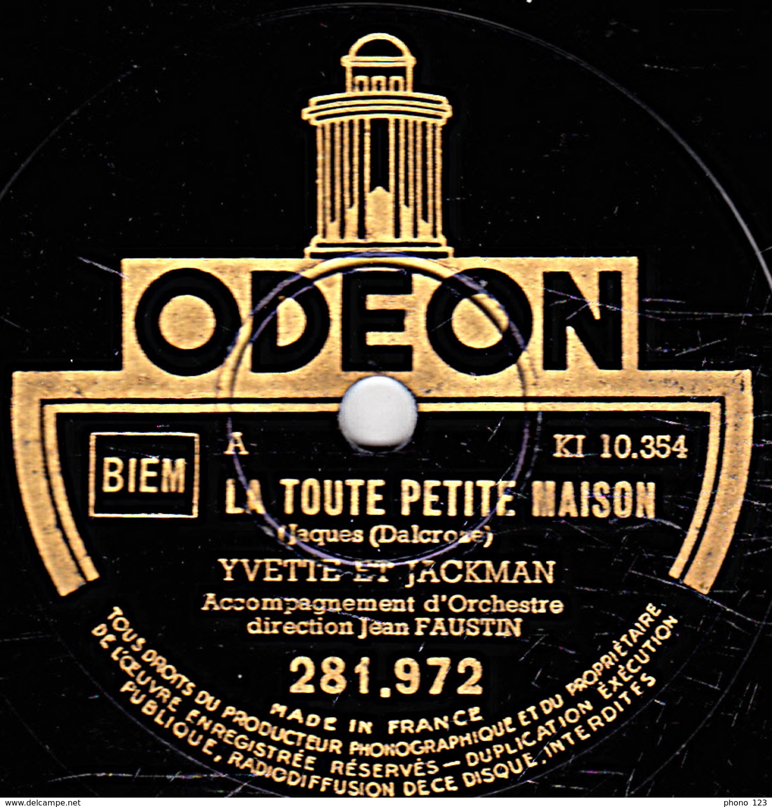 78 T. - 25 Cm - état TB -  YVETTE ET JACKMAN - LA TOUTE PETITE MAISON - KIRICAN - 78 T - Disques Pour Gramophone