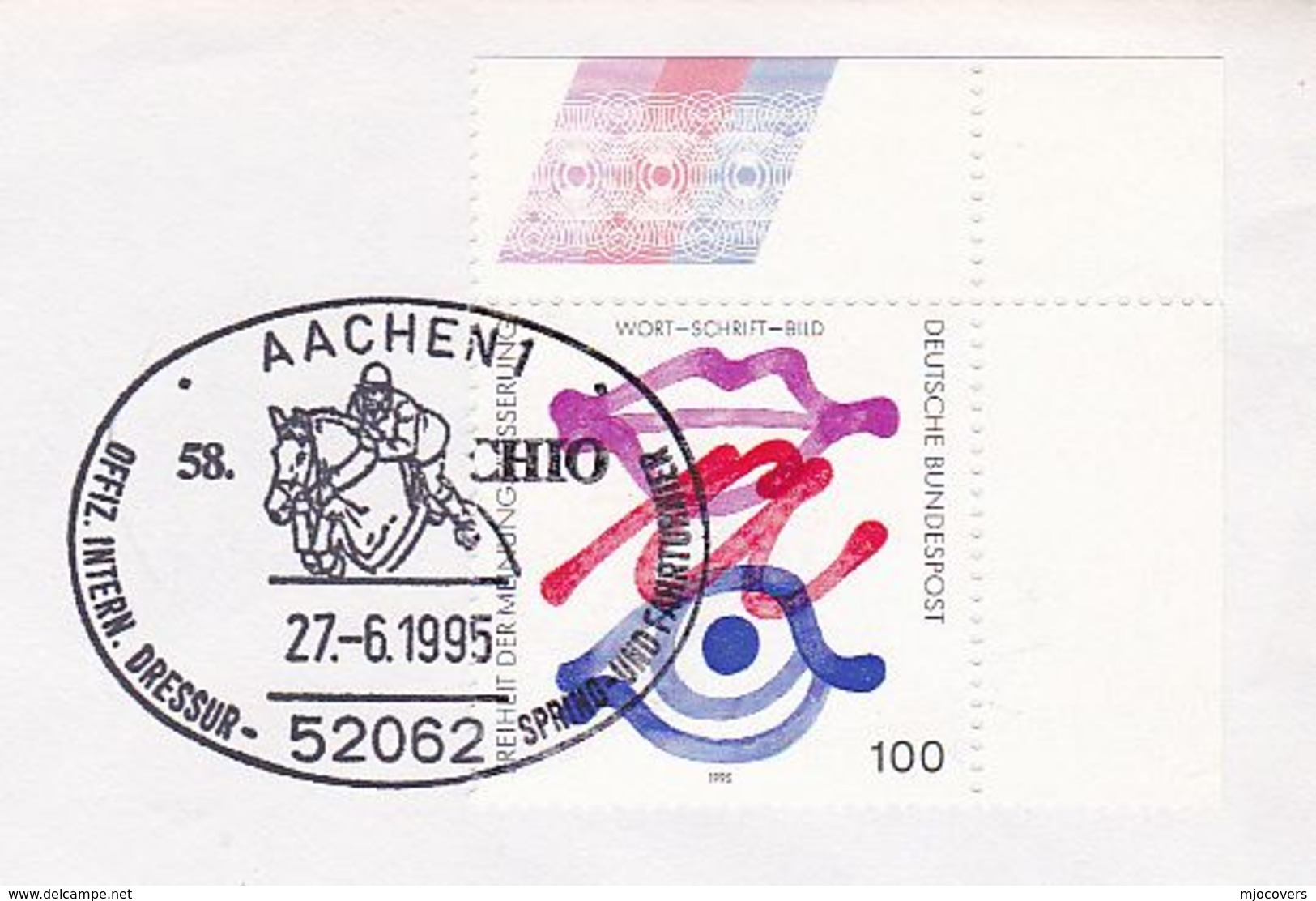 1995 Aachen, Germany COVER Chio DRESSAGE HORSE SHOWJUMPING EVENT Pmk Horses Sport Stamps - Reitsport