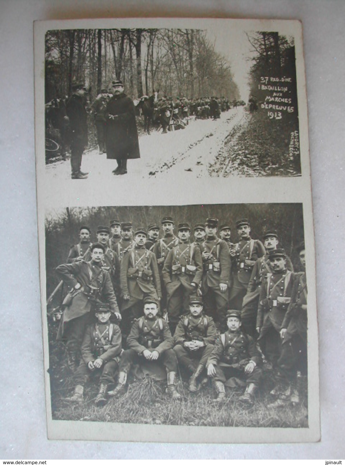 CARTE PHOTO - 37è Régiment D'infanterie 1er Bataillon Aux Marches D'épreuves 1913 - Reggimenti