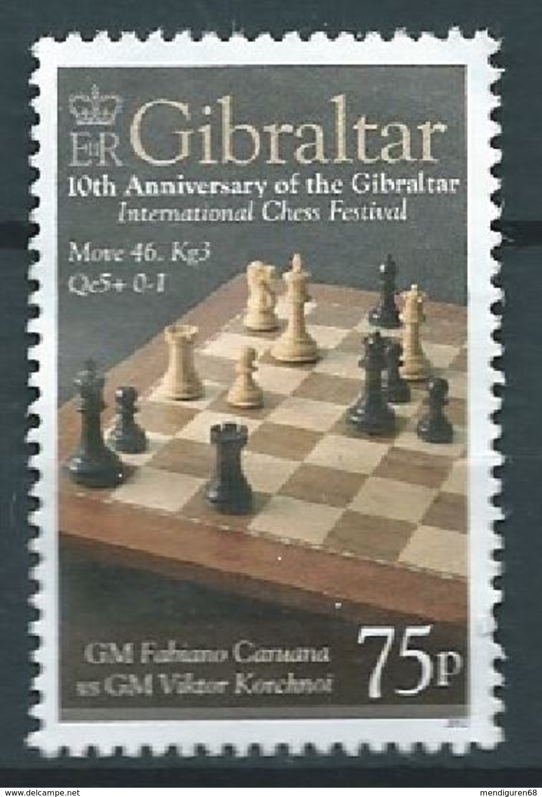 GIBRALTAR 2012 CHESS FESTIVAL 10TH ANN USED NOT CANCEL - Gibraltar