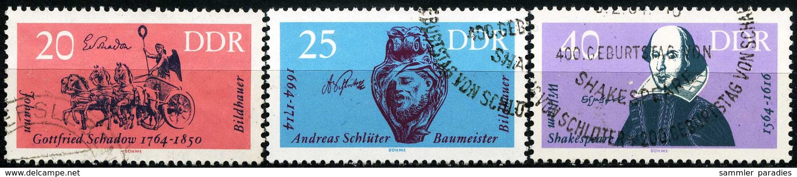 DDR - Michel  1009 / 1011 - OO Gestempelt (A) - Berühmte Künstler - Gebraucht