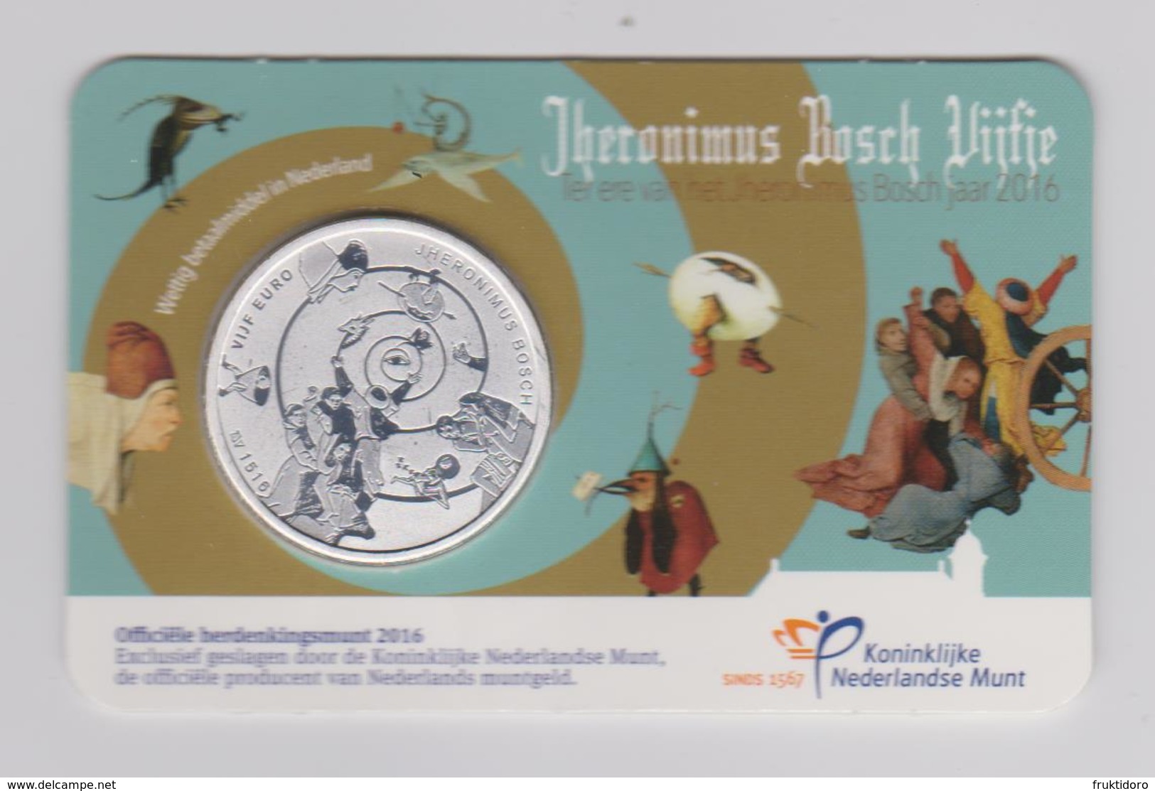 Coin The Netherlands Hyeronymus Bosch Vijfje - 5 Euro Coin - 2016 UNC - Nederland