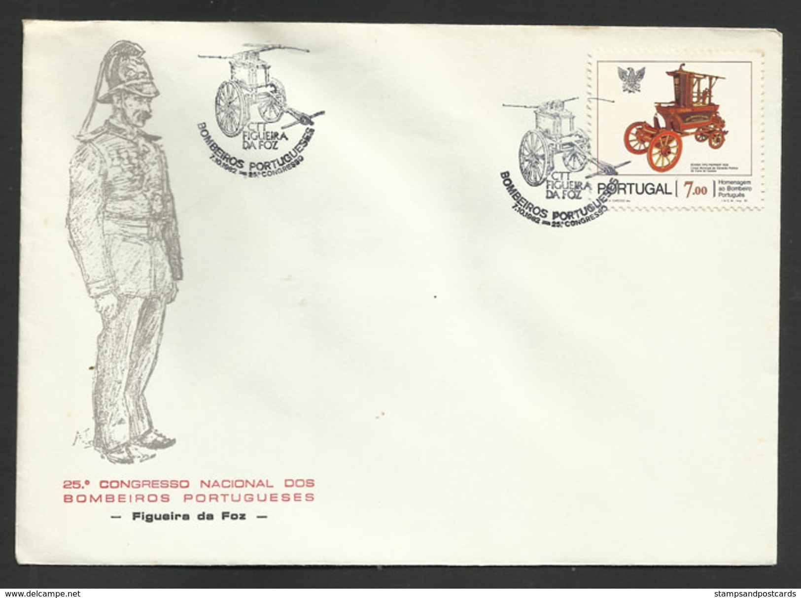 Portugal Cachet Commémoratif Sapeurs-Pompiers Figueira Da Foz 1982 Event Postmark Firefighters - Feuerwehr