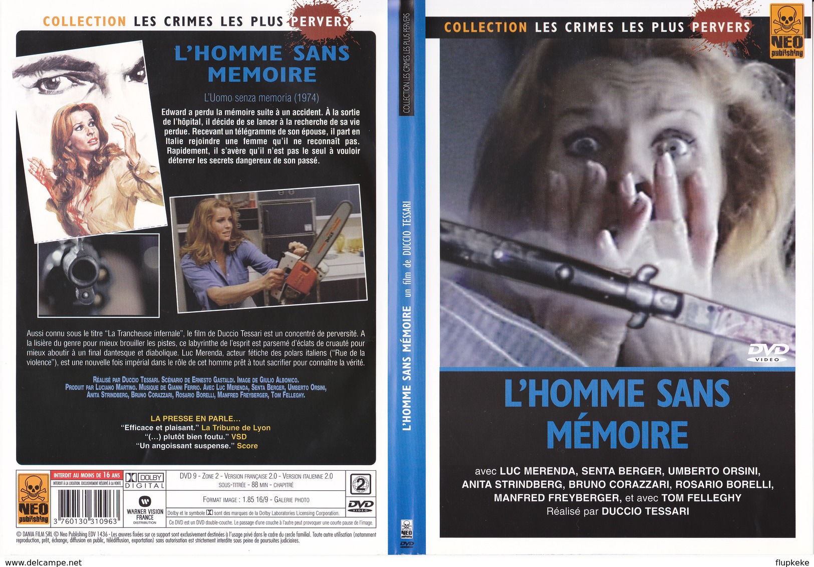 Dvd Zone 2 L'Homme Sans Mémoire (1974) L'Uuomo Senza Memoria Neo Publishing Vf+Vostfr - Horreur