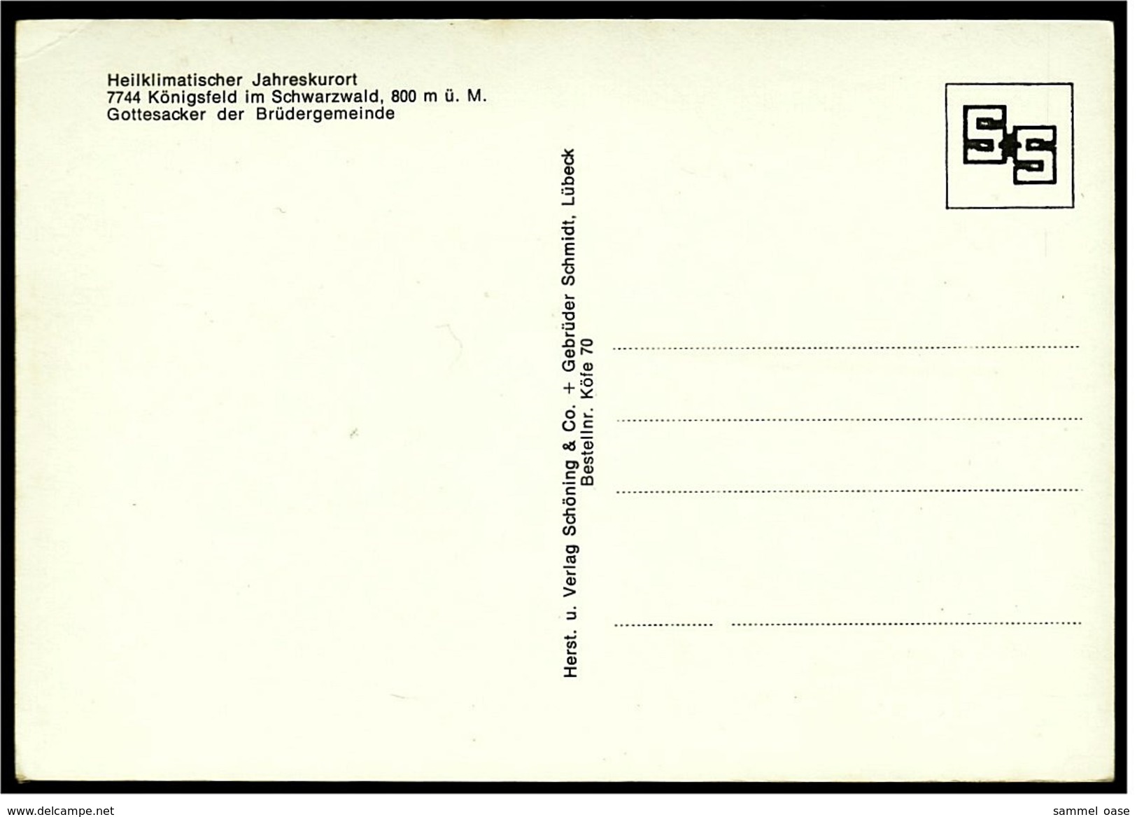 Königsfeld / Schwarzwald  -  Gottesacker Der Brüdergemeinde  -  Ansichtskarte Ca.1970  (6726) - Schramberg