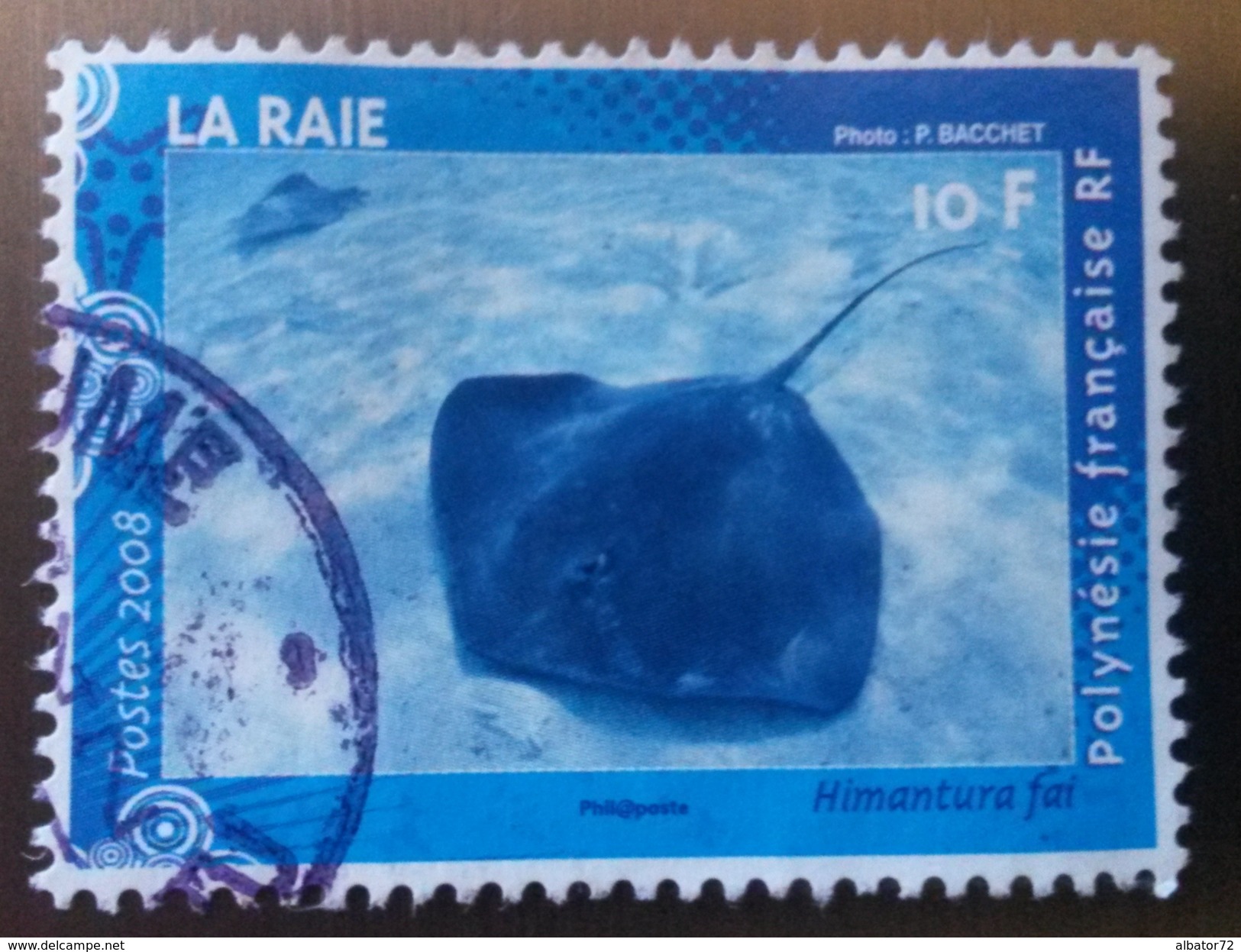 &hearts; Polynésie YT  N° 824 -  Faune Marine La Raie - 2008 - Oblitéré - Used Stamps