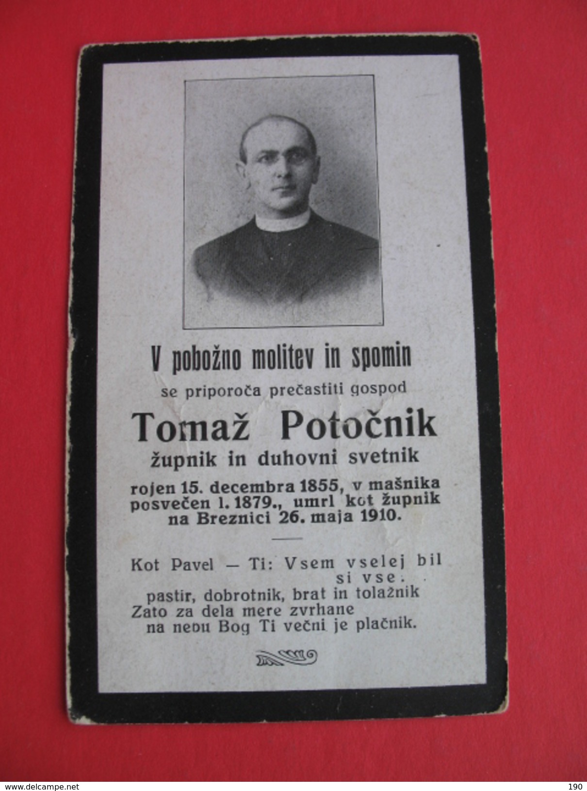 Tomaz Potocnik,zupnik In Duhovni Svetnik.Breznica - Images Religieuses