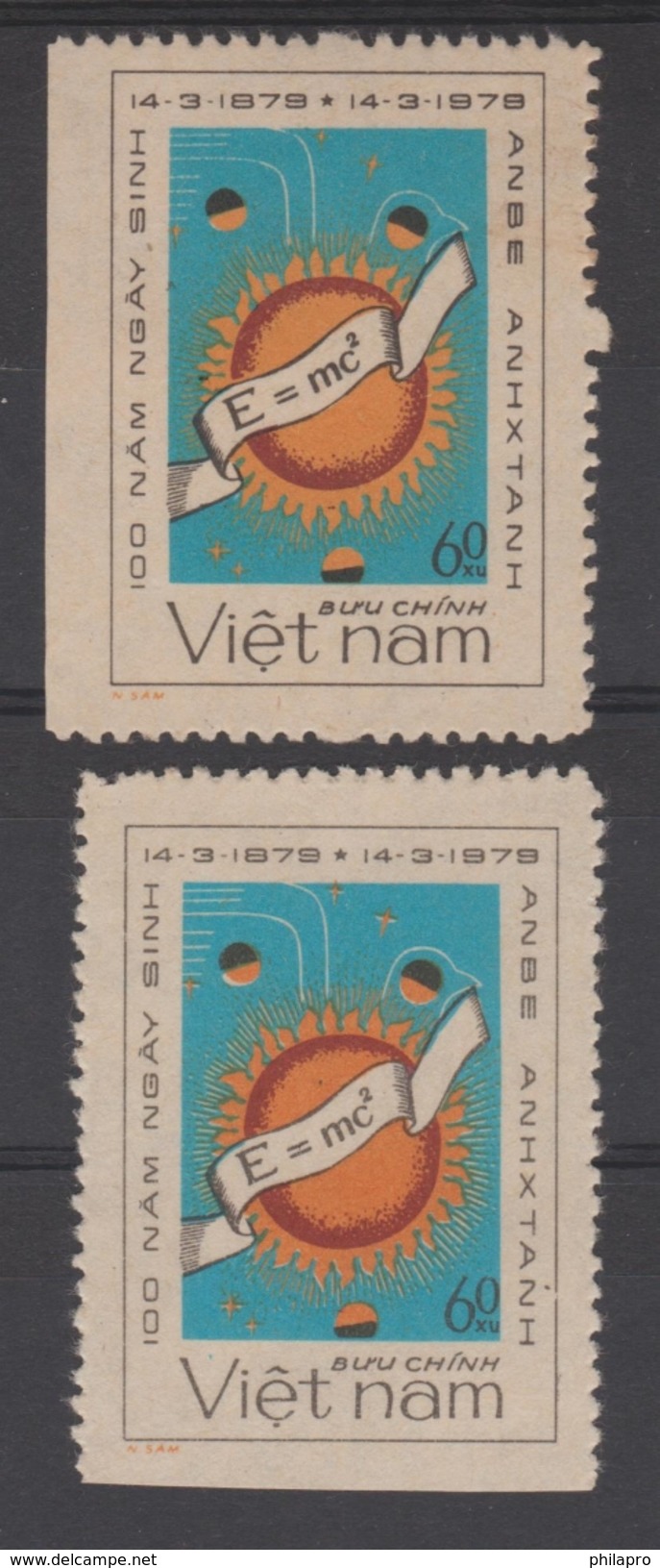 VIETNAM  1979  ERROR  IMPRF. AT LELF AND  BOTTOM  SCOTT  N° 984  EINSTEIN Réf  G820 - Albert Einstein