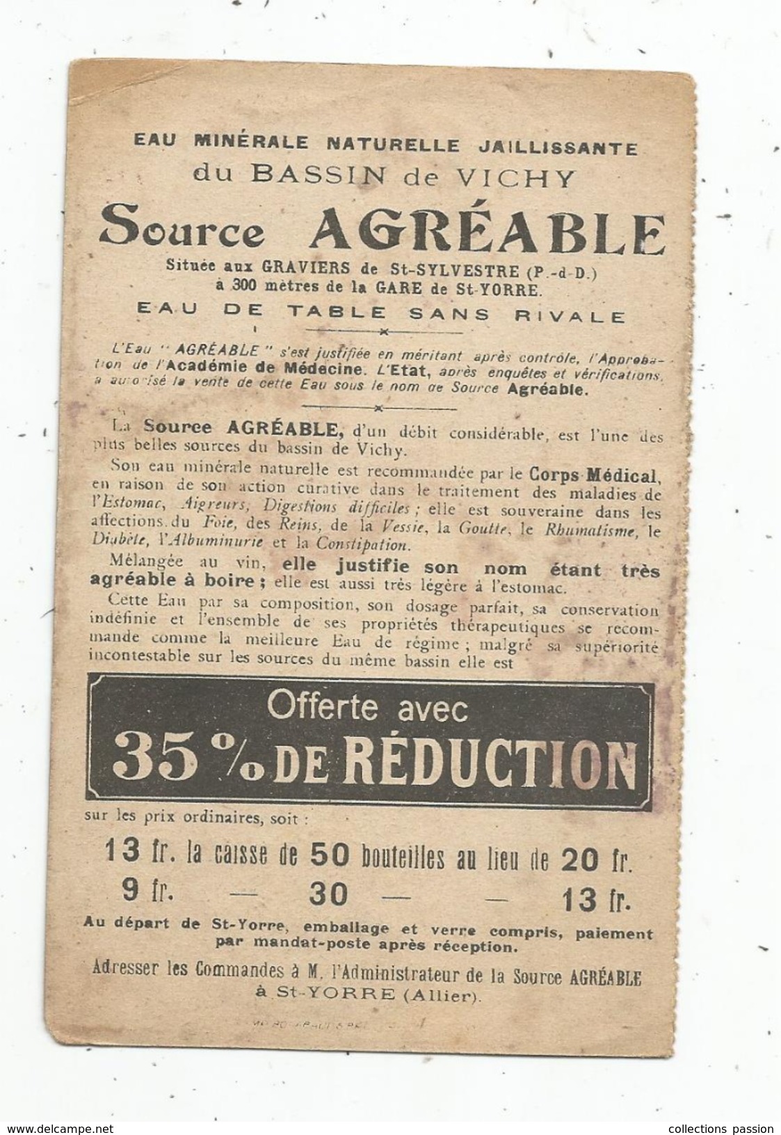 Cp , Publicité : Eau Minérale De VICHY , St Yorre , Allier , VICHY : Le Casino , 2 Scans - Advertising