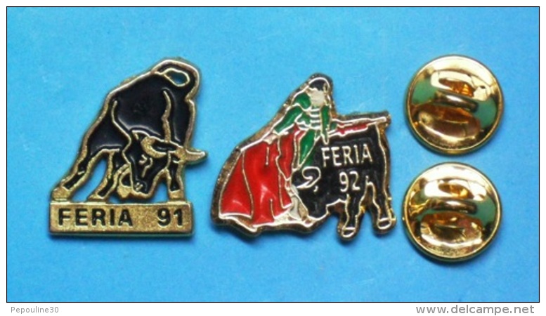 2 PIN'S  //   ** FERIA ** 91 / 92 ** - Feria - Corrida